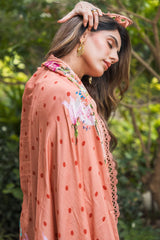 Asifa Nabeel Embroidered Lawn 3pc with Chiffon Dupatta- GA2186