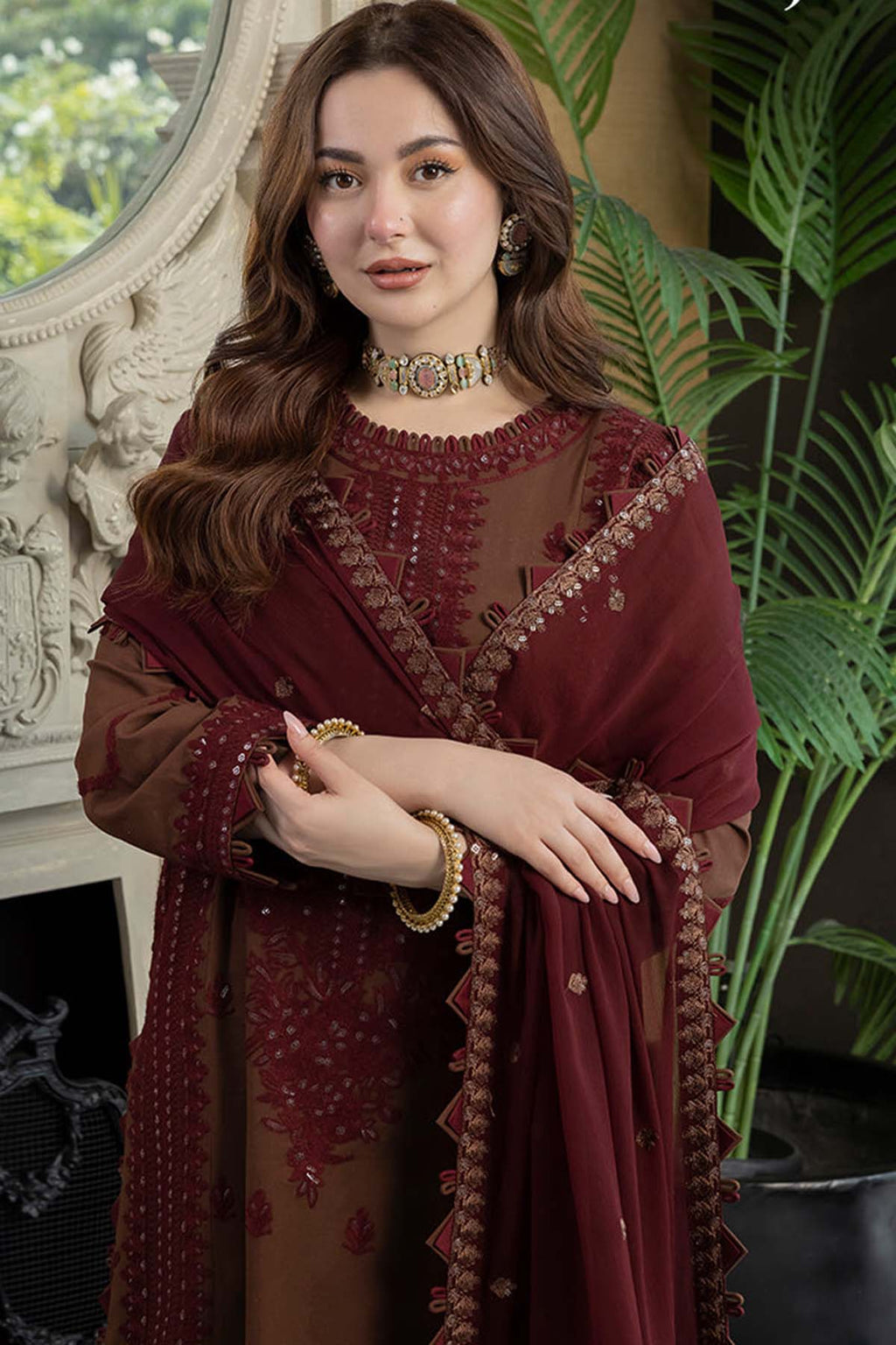Teal 3Pc Embroidered Chiffon Collection With Embroidered Chiffon Dupatta main image 1