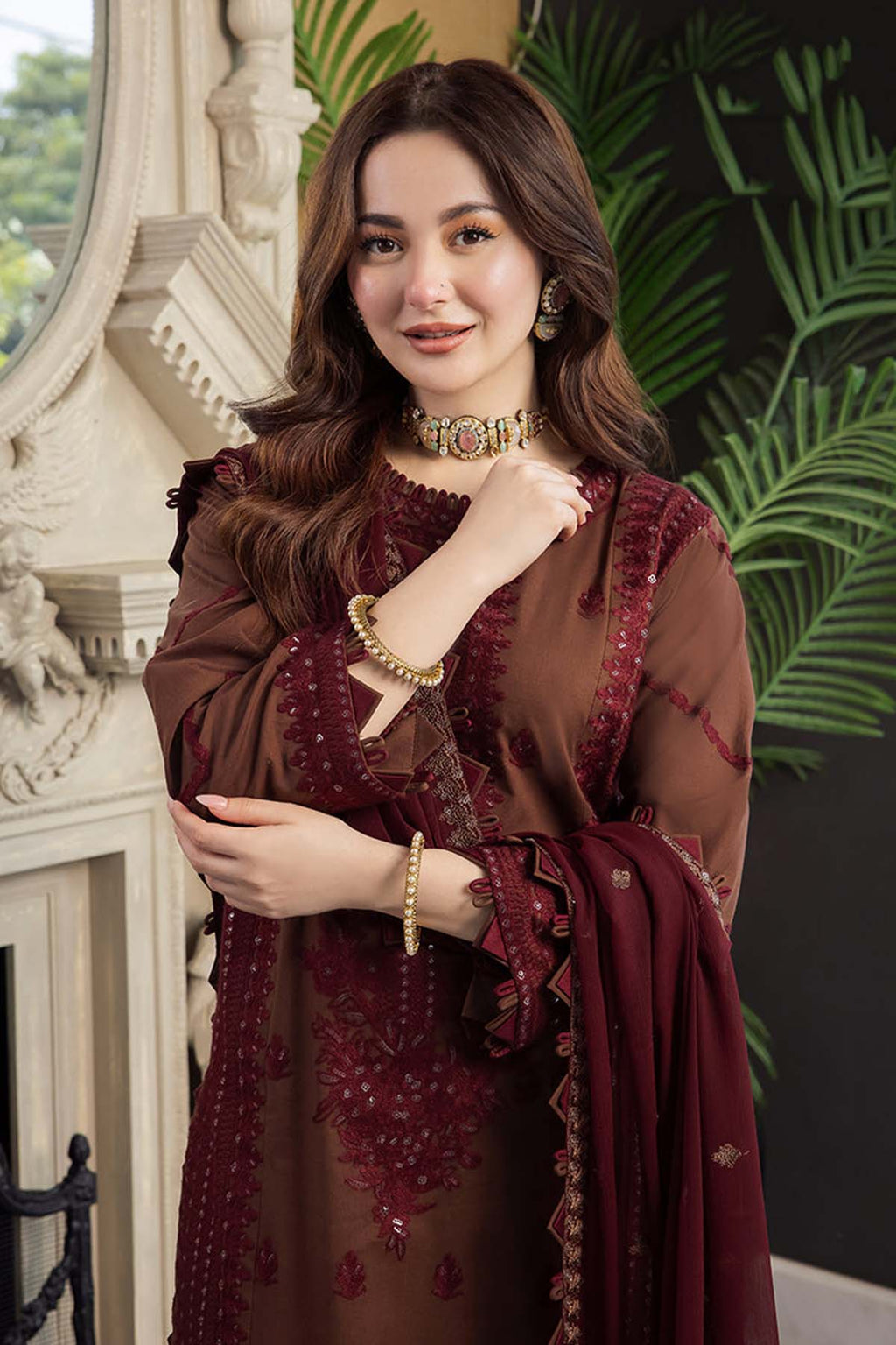 Asim Jofa Embroidered Lawn 3pc with Embroidered Chiffon Dupatta- GA182   Gul Attire
