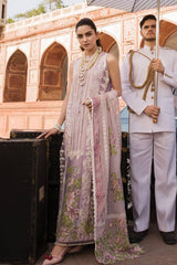 Crimson Purple Embroidered Lawn 3pc with Embroidered Slub Net dupatta-GA2019