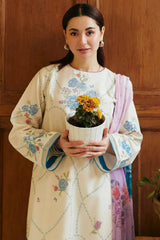 Zara Shahjahan Skin Luxury Embroidered Lawn 3pc with Slub Net Dupatta - GA1854