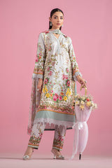 MariaB Printed Lawn 3pc with Printed Voil Dupatta- GA2172