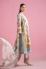 MariaB Printed Lawn 3pc with Printed Voil Dupatta- GA2172