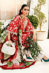 MariaB Printed Lawn 3pc with Printed Voil Dupatta- GA2176
