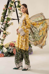 MariaB Printed Lawn 3pc with Printed Voil Dupatta- GA2177