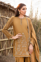 Maria B 3PC Embroidered karandi Suit with Embroidered Shawal -GA2083
