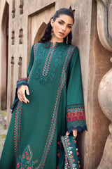 Maria B 3PC Embroidered Karandi Suit with Printed whool shawal-GA2100