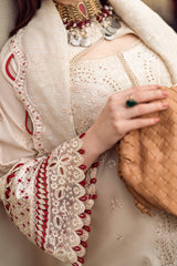 Qalamkar Embroidered Lawn 3pc with Embroidered Slub Net dupatta-GA2028