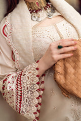 Qalamkar Embroidered Lawn 3pc with Embroidered Slub Net dupatta-GA2028