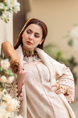 Qalamkar Embroidered Lawn 3pc with Embroidered Slub Net dupatta-GA2028