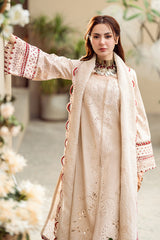 Qalamkar Embroidered Lawn 3pc with Embroidered Slub Net dupatta-GA2028
