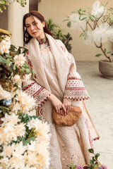 Qalamkar Embroidered Lawn 3pc with Embroidered Slub Net dupatta-GA2028