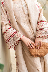 Qalamkar Embroidered Lawn 3pc with Embroidered Slub Net dupatta-GA2028