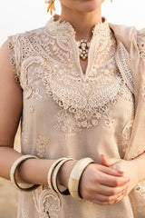 Qalamkar Embroidered Lawn 3pc with Embroidered Slub Net dupatta-GA2014