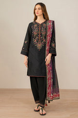 Jazmin 3PC Embroidered Karandi Suit with Printed whool shawal-GA2110