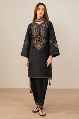 Jazmin 3PC Embroidered Karandi Suit with Printed whool shawal-GA2110