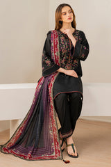 Jazmin 3PC Embroidered Karandi Suit with Printed whool shawal-GA2110