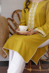 Aisling Lime 3PC Embroidered Dhanak with Embroidered Dhanak Shawl - GA1769