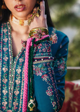 Hussain Rehar 3PC Embroidered karandi Suit with Printed Shawal -GA2069