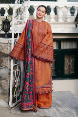 Hussain Rehar 3PC Embroidered karandi Suit with Printed Shawal -GA2068