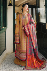 Hussain Rehar 3PC Embroidered karandi Suit with Printed Shawal -GA2070