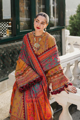 Hussain Rehar 3PC Embroidered karandi Suit with Printed Shawal -GA2070