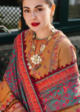 Hussain Rehar 3PC Embroidered karandi Suit with Printed Shawal -GA2070