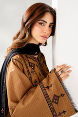 Jazmin 3PC Embroidered Karandi Suit with Printed whool shawal-GA2106