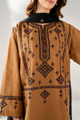 Jazmin 3PC Embroidered Karandi Suit with Printed whool shawal-GA2106