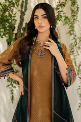 Jazmin 3PC Embroidered Karandi Suit with Printed whool shawal-GA2111