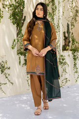 Jazmin 3PC Embroidered Karandi Suit with Printed whool shawal-GA2111