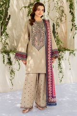 Jazmin 3PC Embroidered Karandi Suit with Printed whool shawal-GA2108