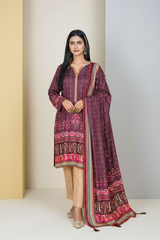 Zooj Niloufar Printed Slub Linen 3Pc-GA1929