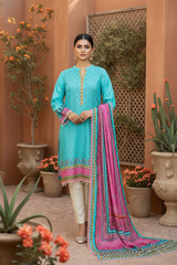 Zooj Sudabeh Printed Slub Linen 3pc-GA19138