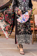 Mushq Embroidered Lawn 3pc with Embroidered Chiffon dupatta-GA1720