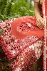 Mushq Embroidered Lawn 3pc with Silk Dupatta- GA2203