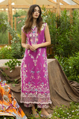 Mushq Embroidered Lawn 3pc with Silk Dupatta- GA2201