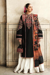 Hussain Rehar 3PC Embroidered Karandi Suit with Printed whool shawal-GA2095