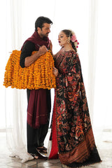 Hussain Rehar 3PC Embroidered Karandi Suit with Printed whool shawal-GA2095