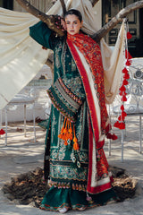 Hussain Rehar 3PC Embroidered karandi Suit with Printed Shawal -GA2065