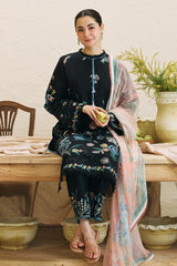 Zara Shahjahan 3Pc Luxury Embroidered Lawn with Printed Slub Net Dupatta - GA1864