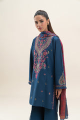 Sapphire 3PC Embroidered karandi Suit with Printed Shawal -GA2071