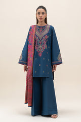 Sapphire 3PC Embroidered karandi Suit with Printed Shawal -GA2071