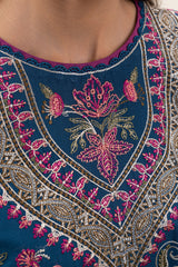 Sapphire 3PC Embroidered karandi Suit with Printed Shawal -GA2071