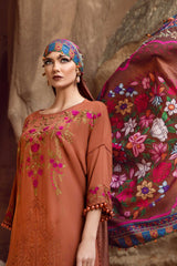 Maria b Embroidered Dhanak 3pc with Whool Shawal- GA1976