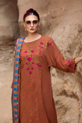 Maria b Embroidered Dhanak 3pc with Whool Shawal- GA1976