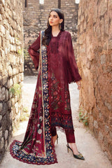 Maria B 3PC Embroidered Karandi Suit with Printed whool shawal-GA2099