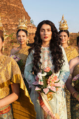 Mushq Embroidered Lawn 3pc with Embroidered Chiffon dupatta-GA1722