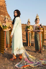 Mushq Embroidered Lawn 3pc with Embroidered Chiffon dupatta-GA1722