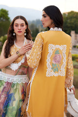 Mushq Te Amo Yellow 3Pc Luxury Embroidered Lawn With Printed Slub Net Dupatta - GA1868
